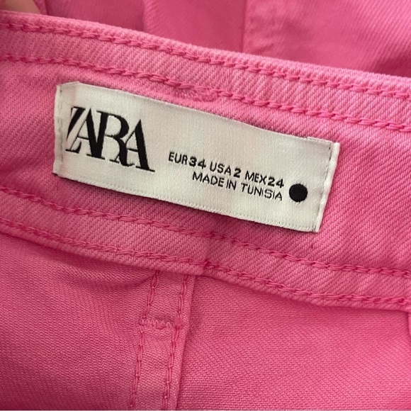 ZARA Bright Pink High Rise Wide Leg Jeans Size 2 NEW Barbie Core - Picture 13 of 13